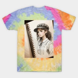 Pencil drawing. Portrait of a young lady T-Shirt